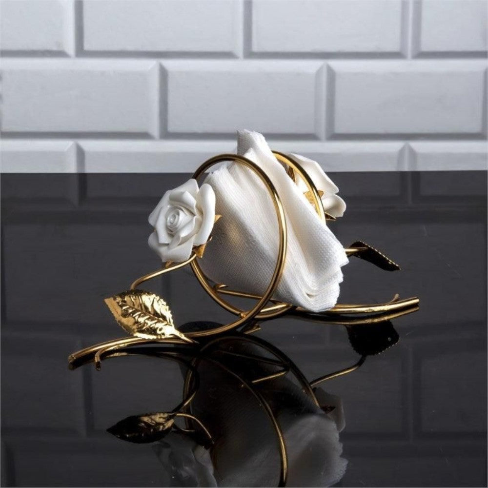 Gold Napkin Ring with Flower