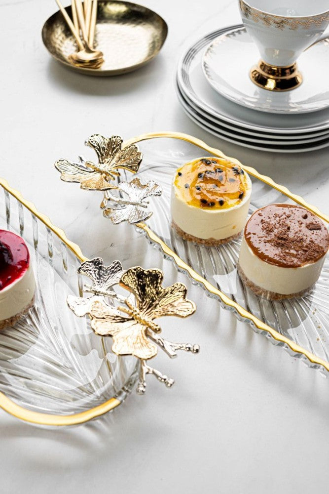 Glass Server with Golden Edge - Medium