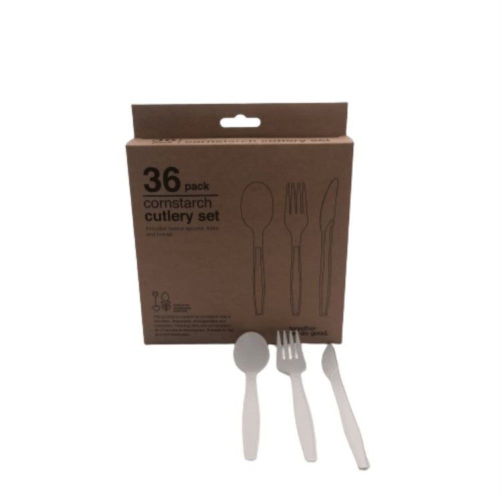 36pc Biodegradable Cornstarch Cutlery Set