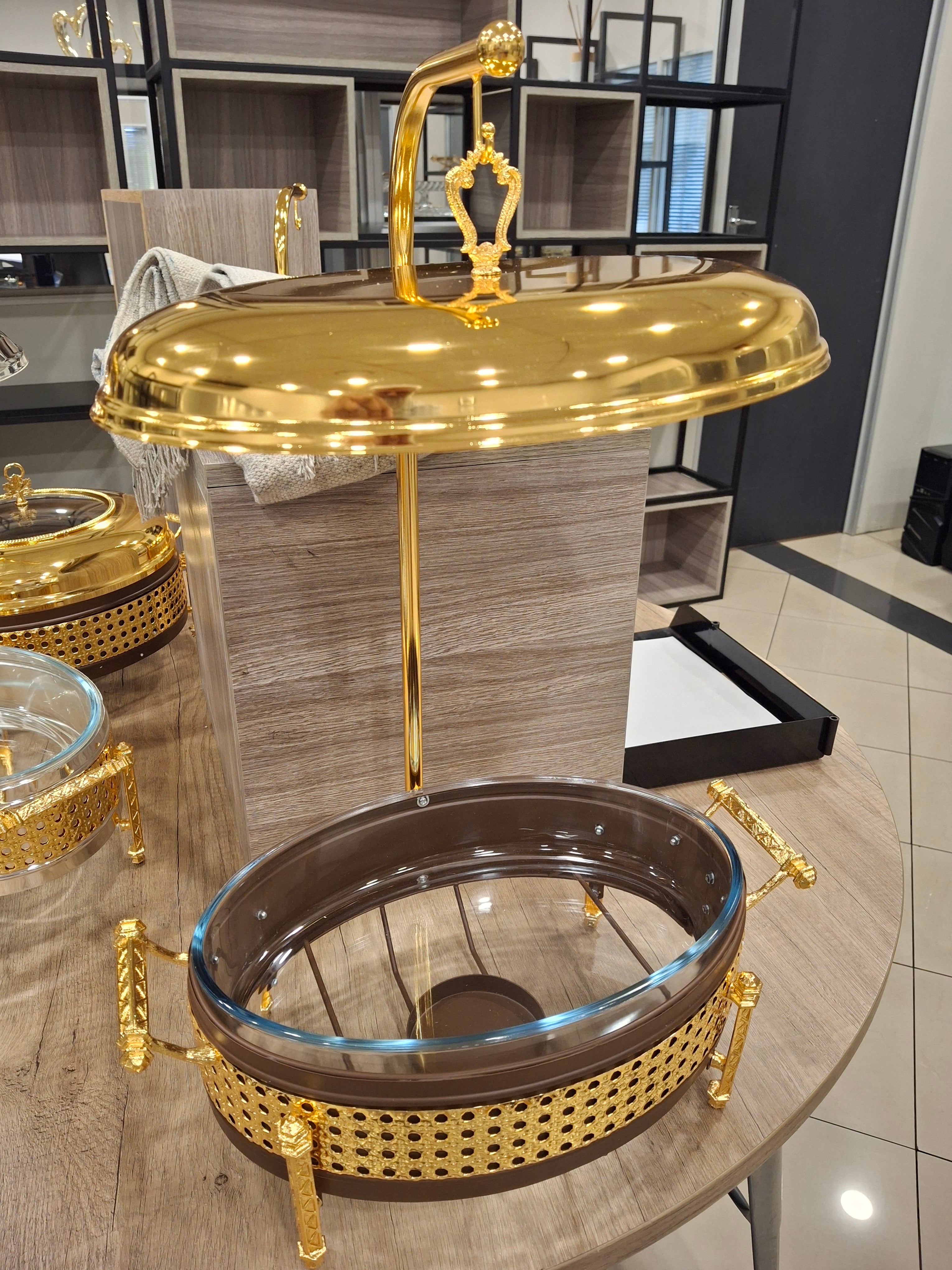 CHAFING DISHES DESIGNER COLLECTION OVAL W/FLOATING LID COFEE 1.5L -PROMO DEAL