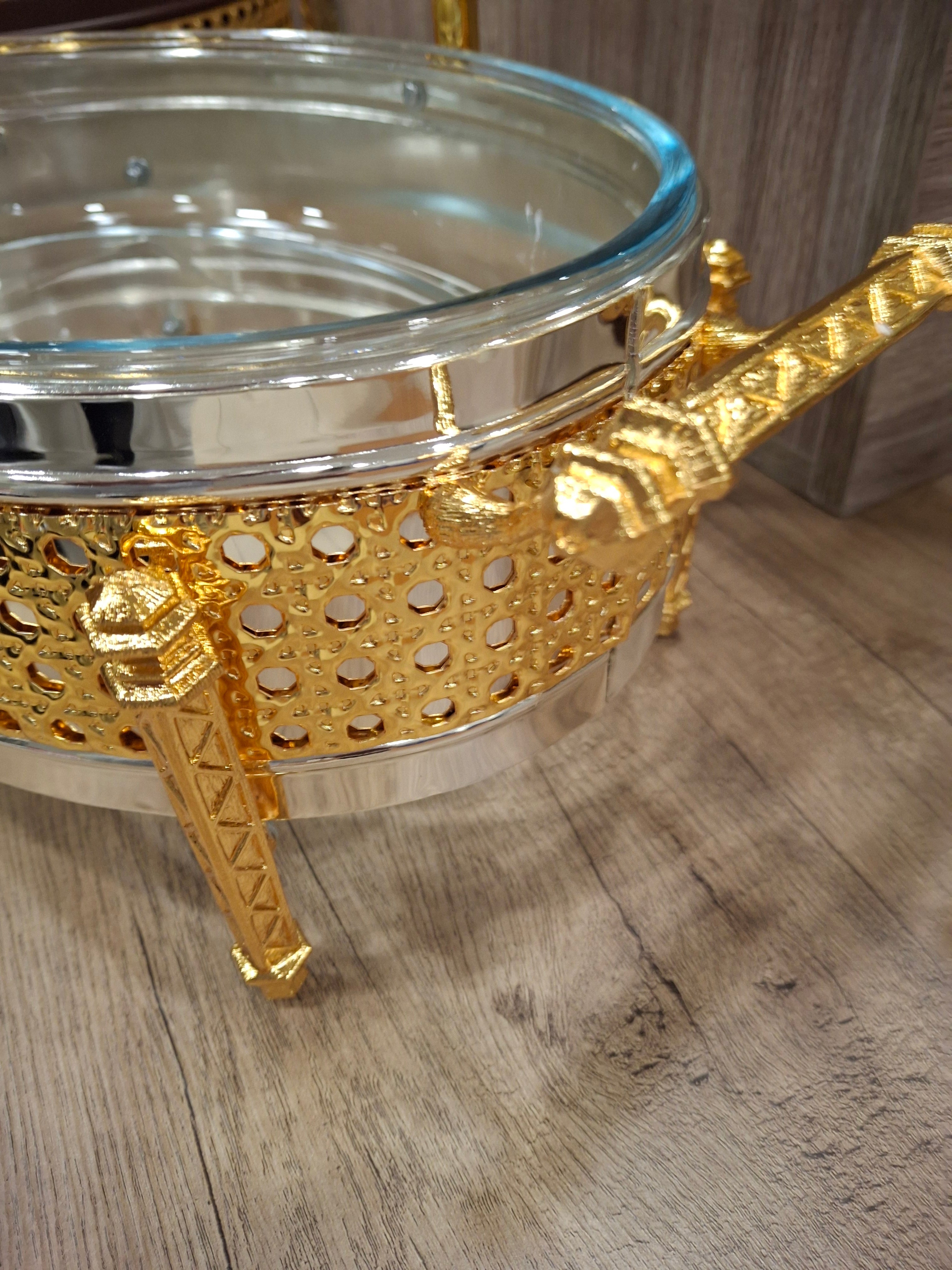 CHAFING DISHES DESIGNER COLLECTION OVAL W/FLOATING LID 2.2l SILVER/GOLD PROMO OFFER