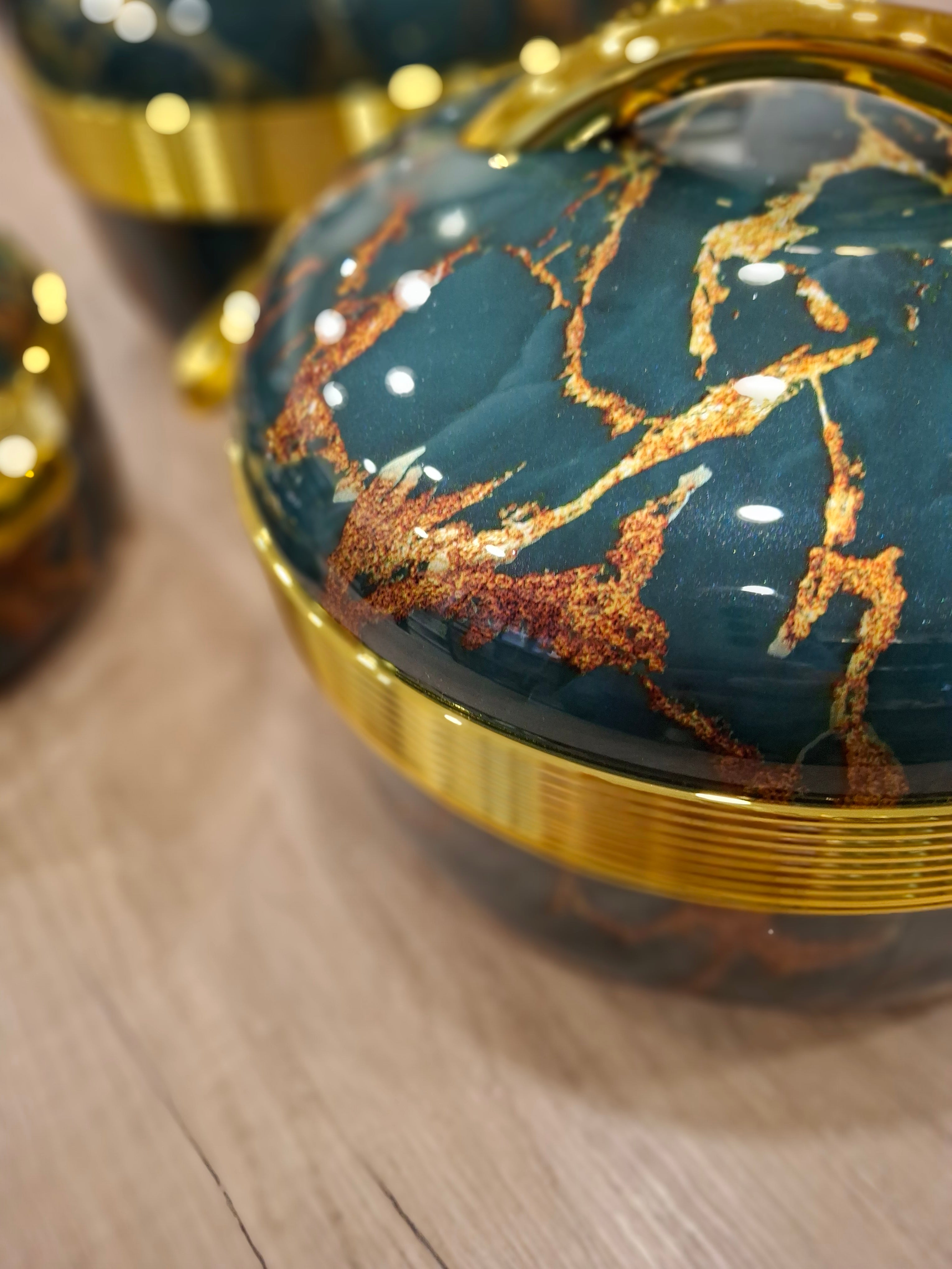 Food Warmer Flask Gold Band Marble effect design Set of Three -