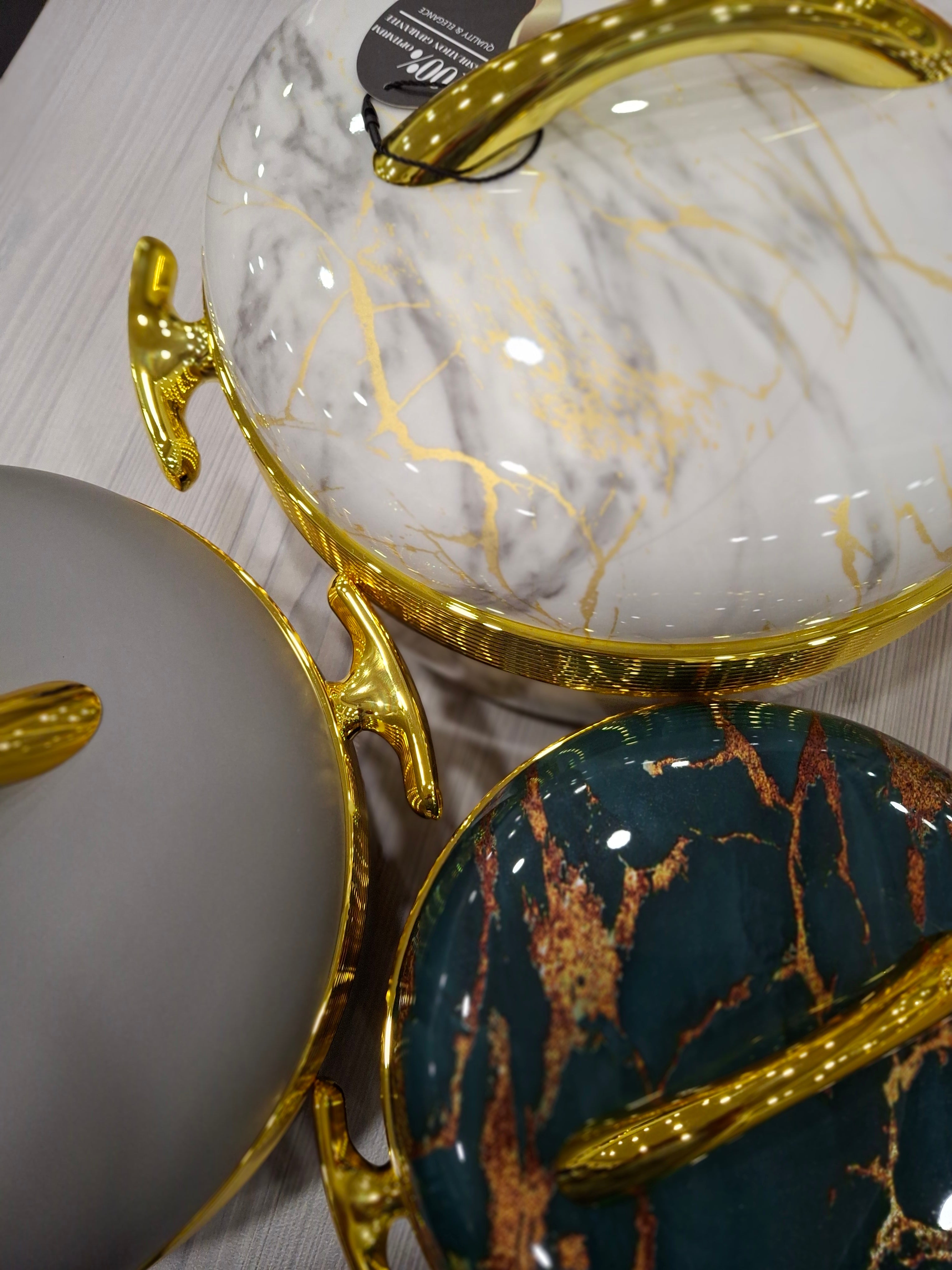 Food Warmer Flask Gold Band Marble effect design Set of Three -