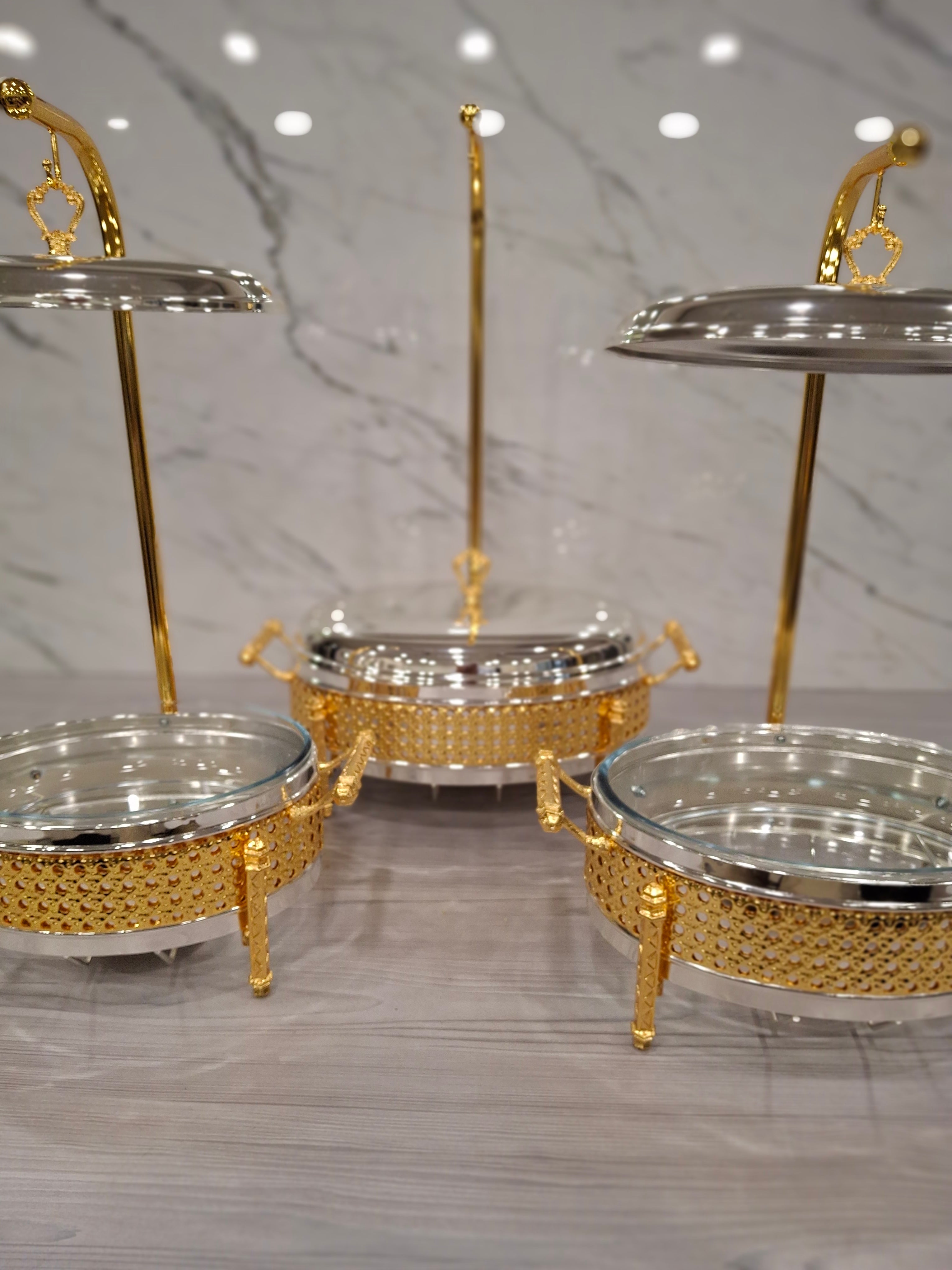 CHAFING DISHES DESIGNER COLLECTION OVAL W/FLOATING LID 2.2l SILVER/GOLD PROMO OFFER