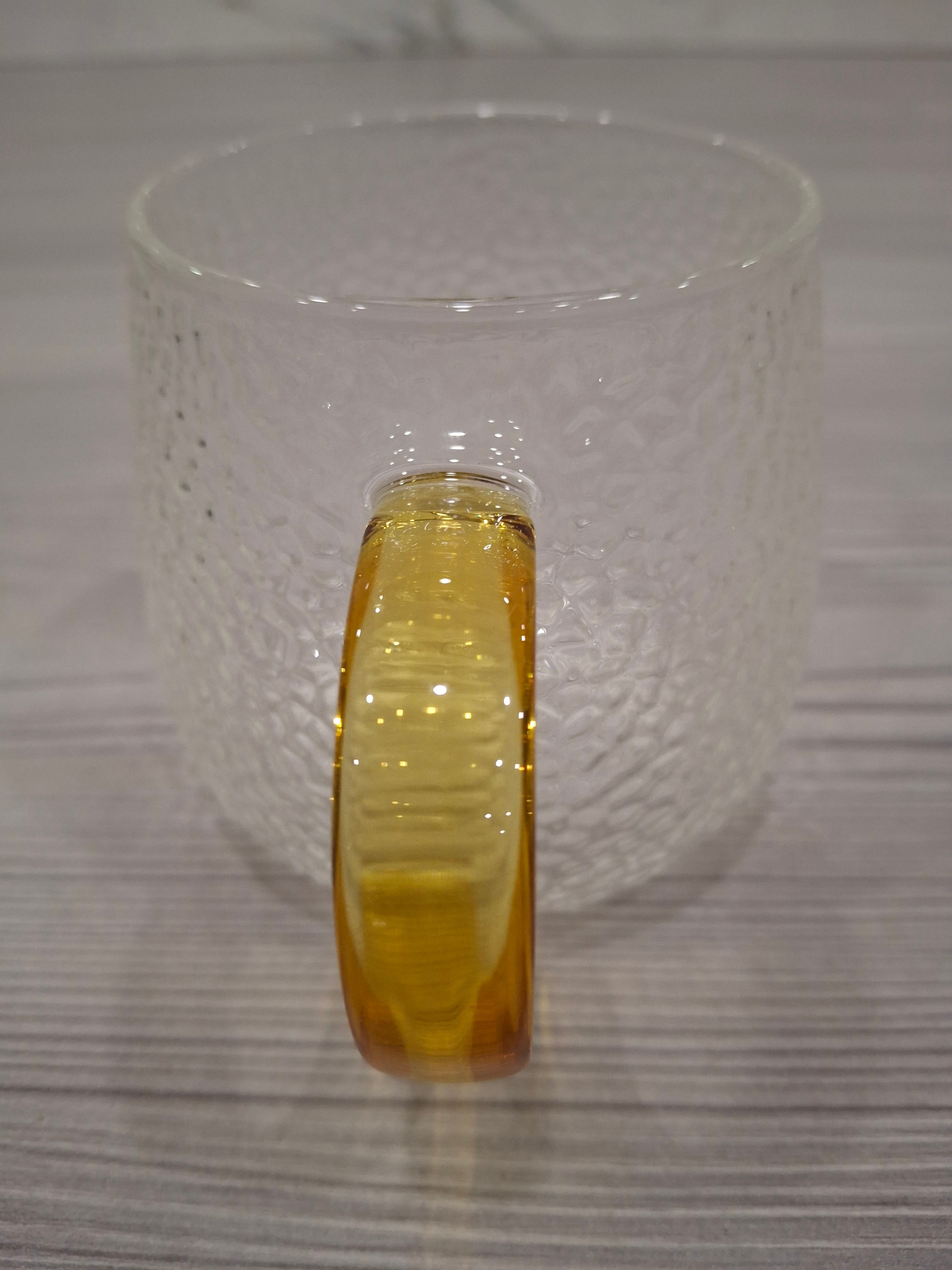 Mug ribbed design with amber handle 300ml