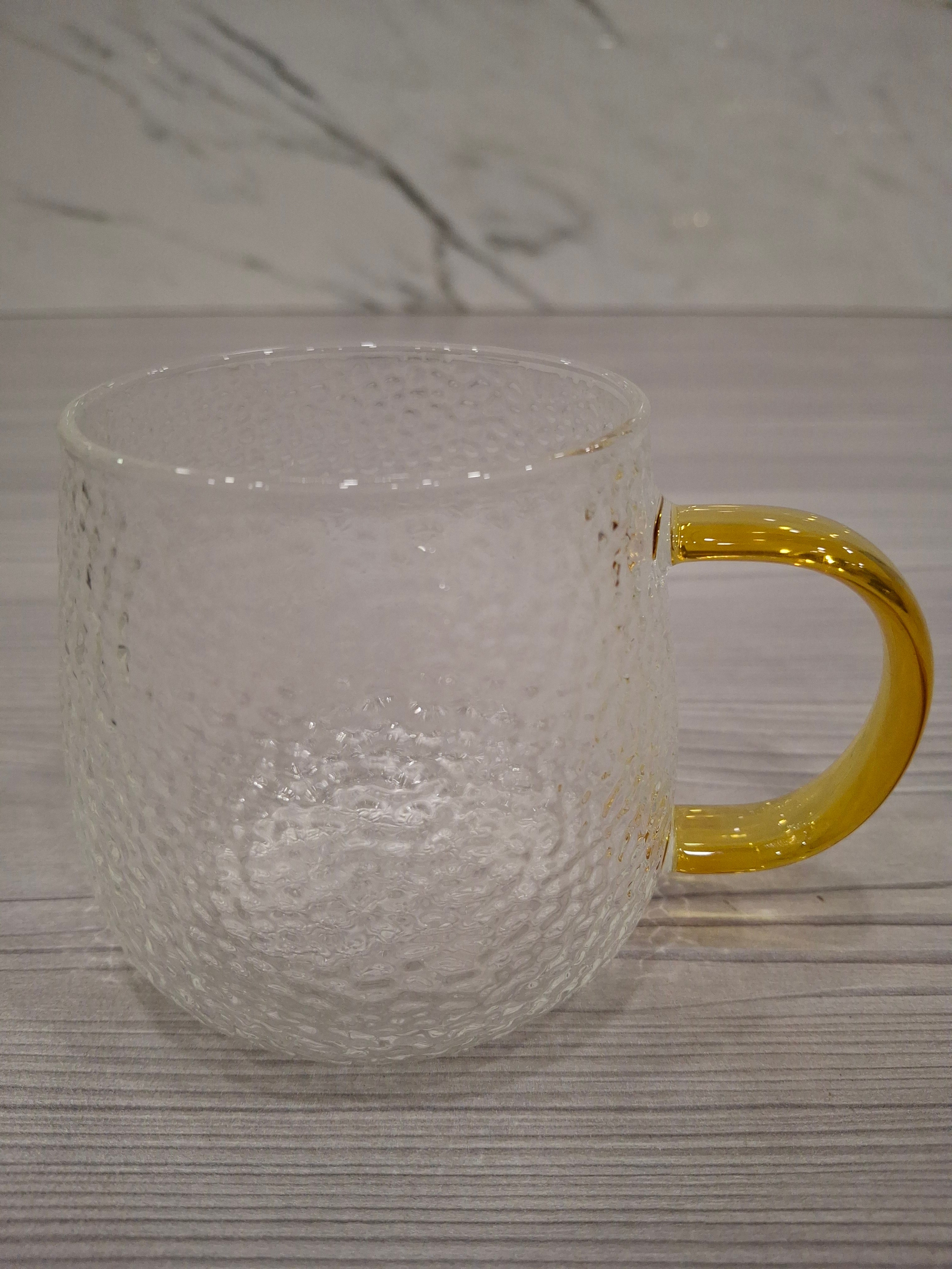 Mug ribbed design with amber handle 300ml