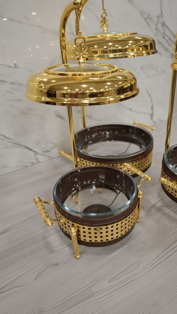 CHAFING DISHES DESIGNER COLLECTION W/FLOATING LID -ROUND LIGHT TOFFEE 3.2L