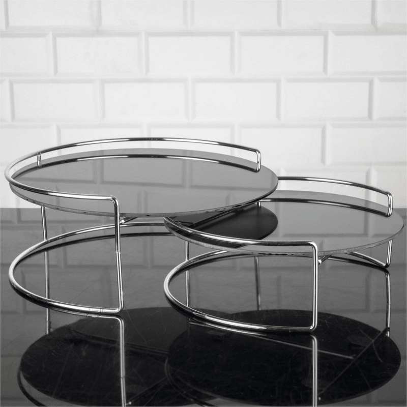 2pc Round Glass Server - Home And Trends