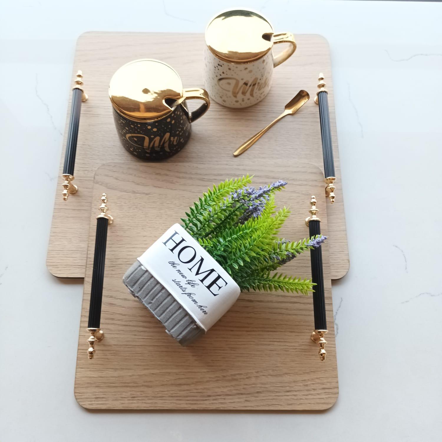 2pc Square Wood Tray - Home And Trends