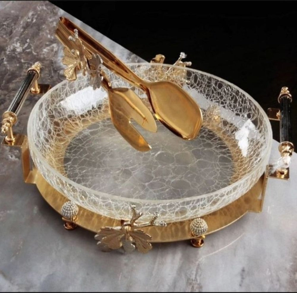 Ornate Floral Tray with Handles