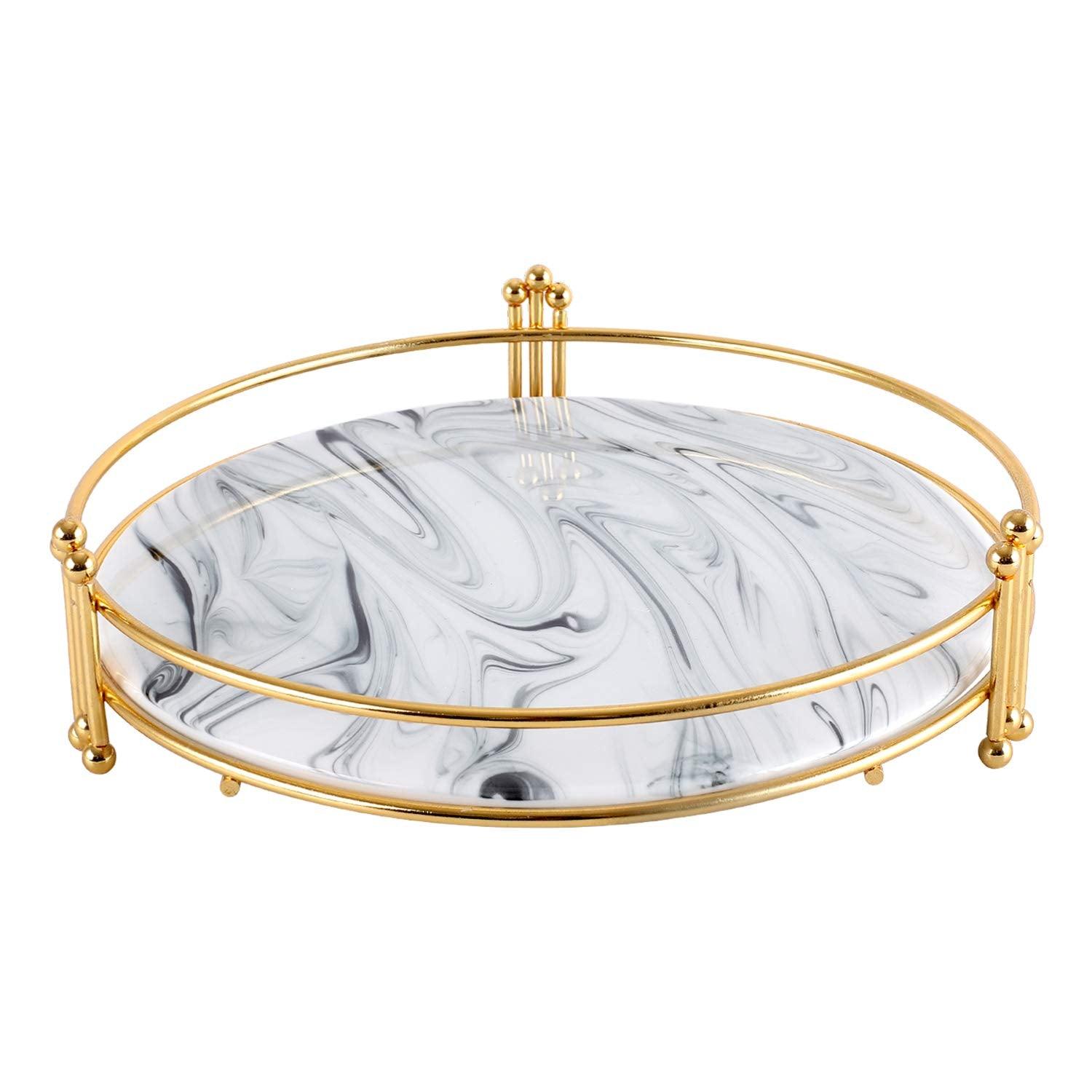 Ceramic Marble Design Round Display Tray - Home And Trends