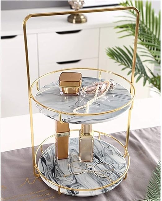 Round Two Tier Display with Handle Top