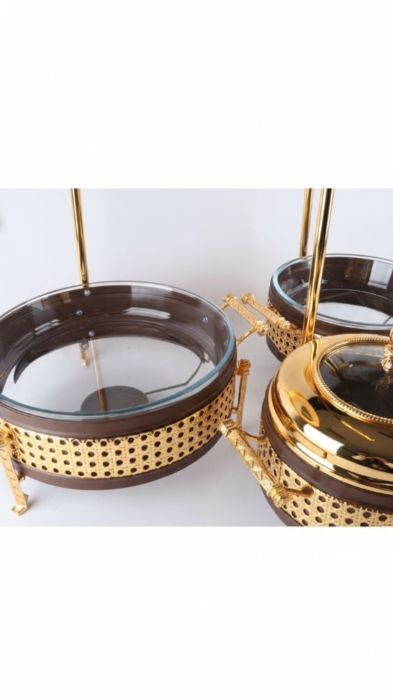 CHAFING DISHES DESIGNER COLLECTION W/FLOATING LID -ROUND LIGHT TOFFEE 3.2L