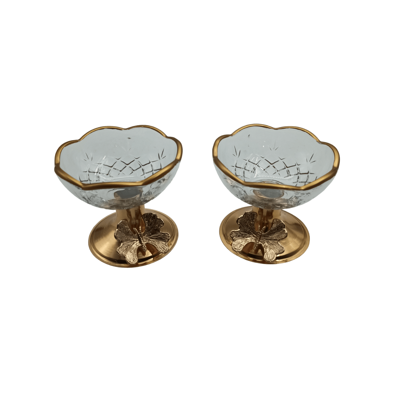 6pc Gold Footed Dessert Bowl with Flower Accents - Home And Trends