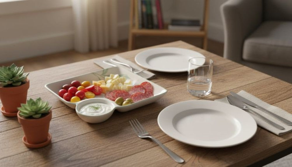 Plate with dip floral 9X9cm Square(229mm)