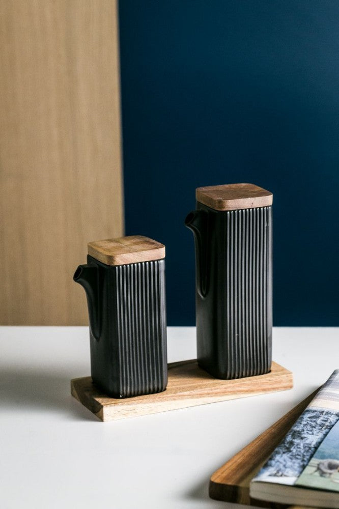 Nordic Creamer Set with a wood Tray