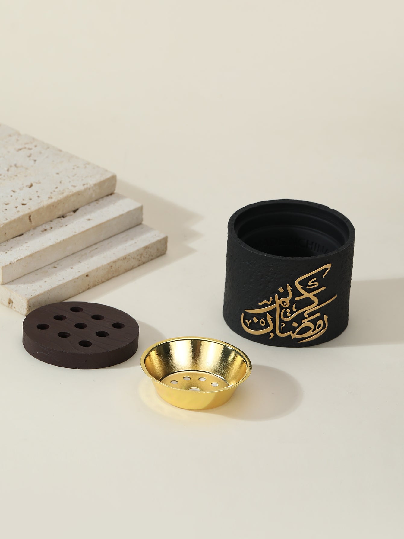 Burner small Round "Darkwood" diffuser Arabic calligraphy