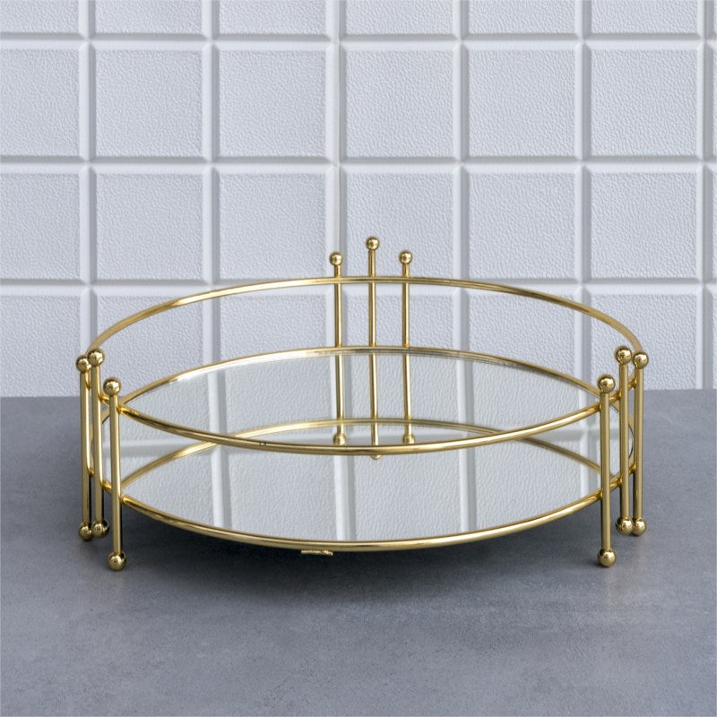 Round Gold Mirror Tray