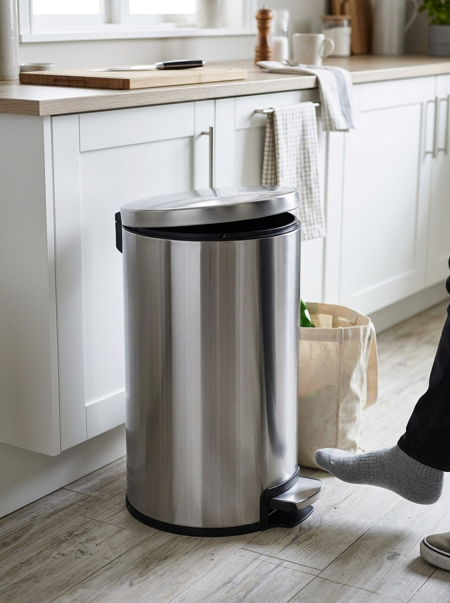 6L Silver Stainless Steel Pedal Bin