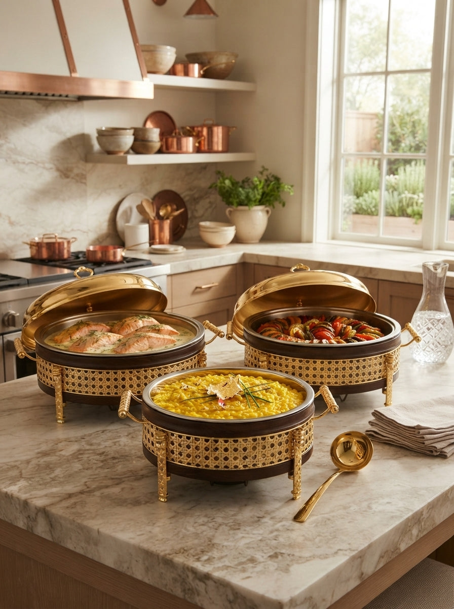 3LITRE CHAFING DISH DESIGNER COLLECTION OVAL W/FLOATING LID COFFEE 3LITRE