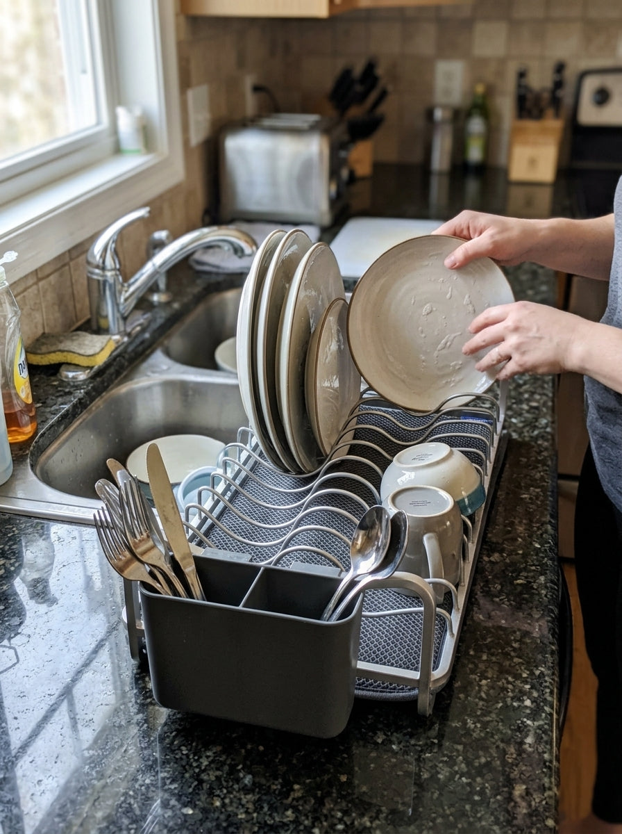 Aluminum Dish Rack with Drying Mat