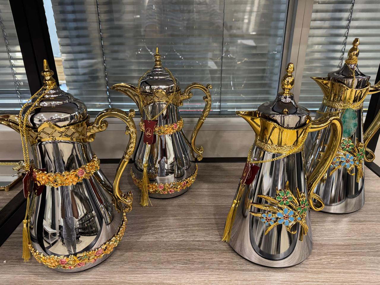Flask Arabian inspired with intricate floral ornate detailing Set of Two 1l &0.7l