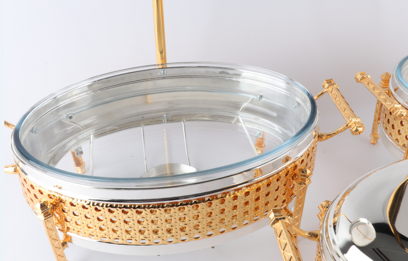 CHAFING DISHES DESIGNER COLLECTION OVAL W/FLOATING LID 2.2l SILVER/GOLD PROMO OFFER