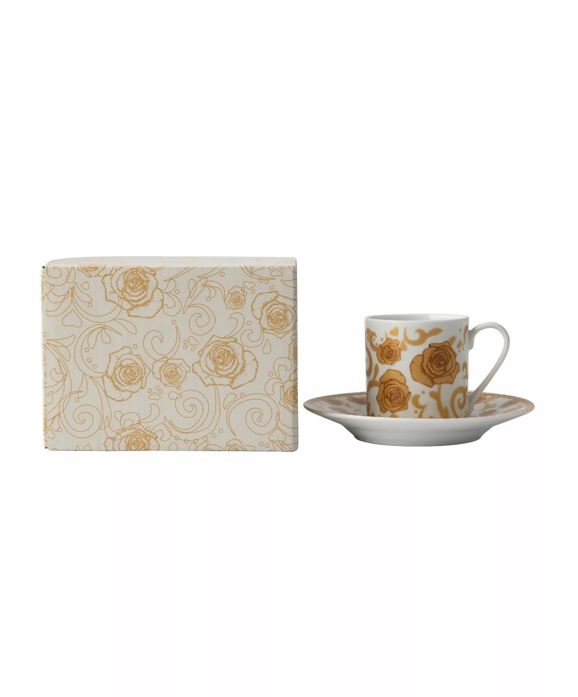 Jenna Clifford Mica Gold Espresso Cup & Saucer Set of 2