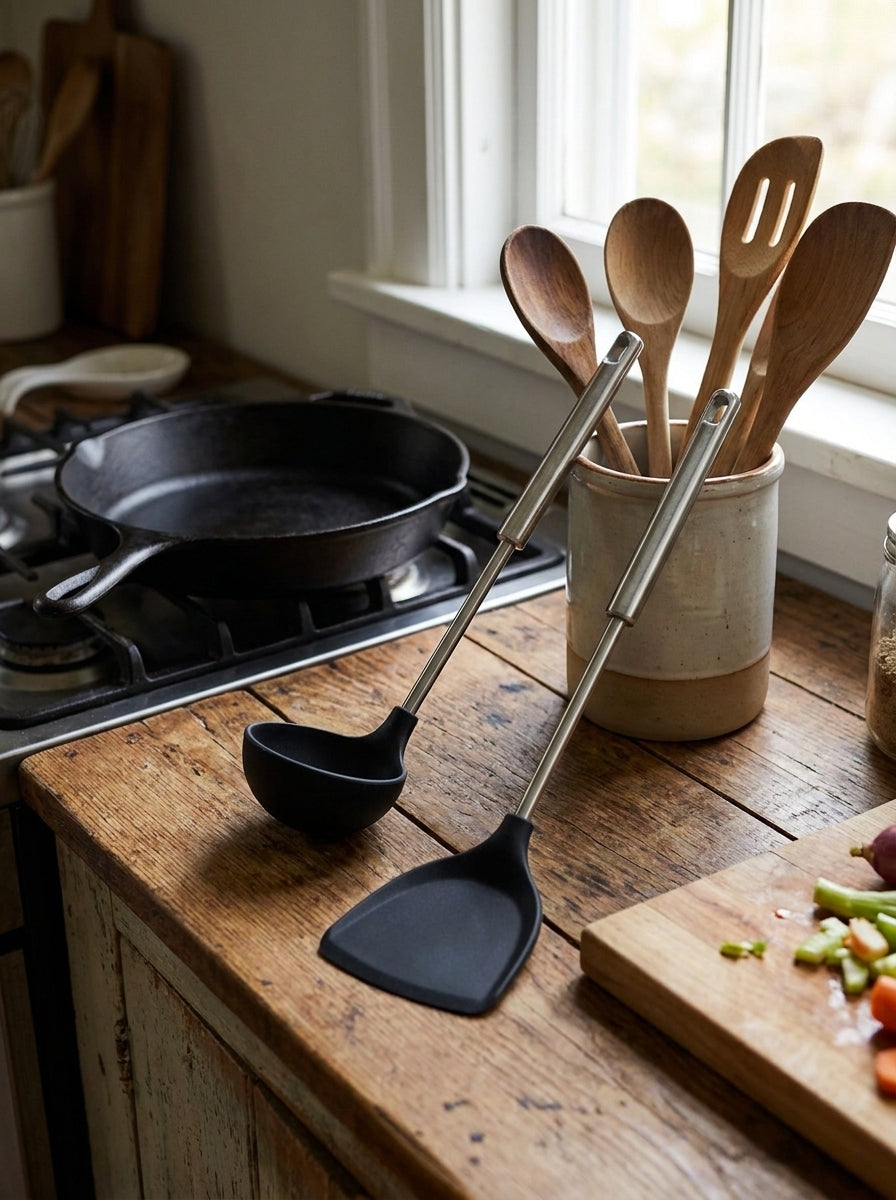 Set of 2 silicone ladle and spatula