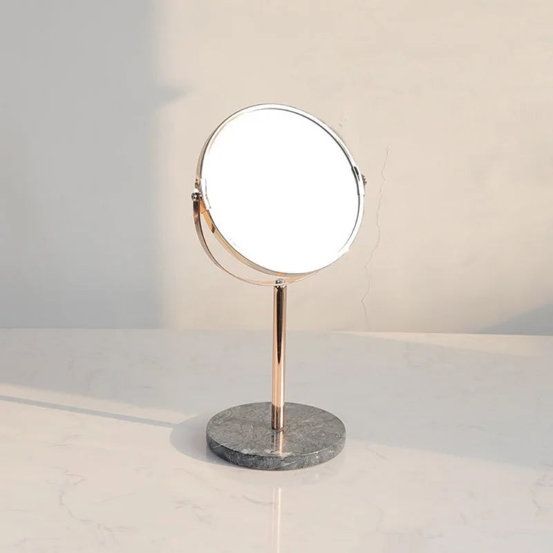 Rose Gold Mirror with Marble Stone Base - Dark Grey - Home And Trends