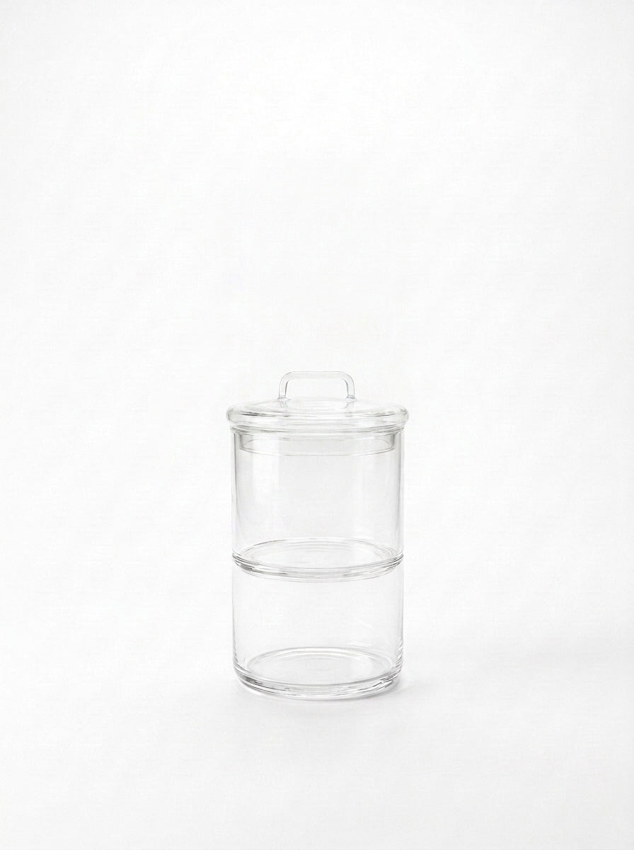 2 Tier - 8cm Stackable Glass Container with Glass Lid