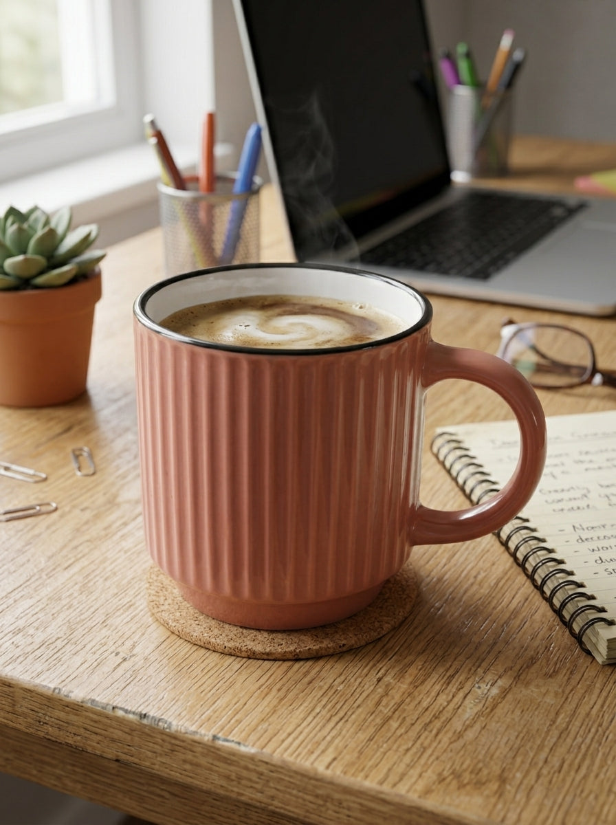 Striped ceramic mugs