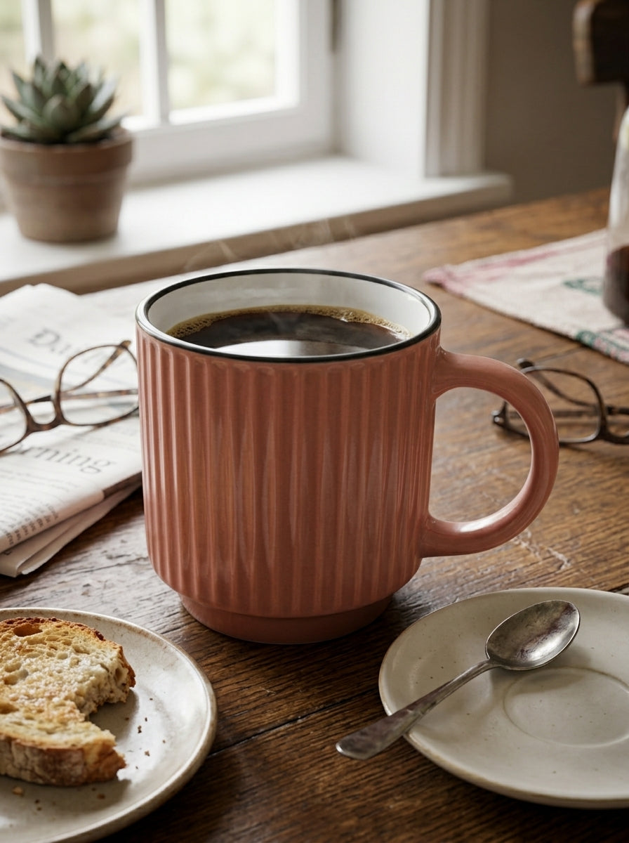 Striped ceramic mugs