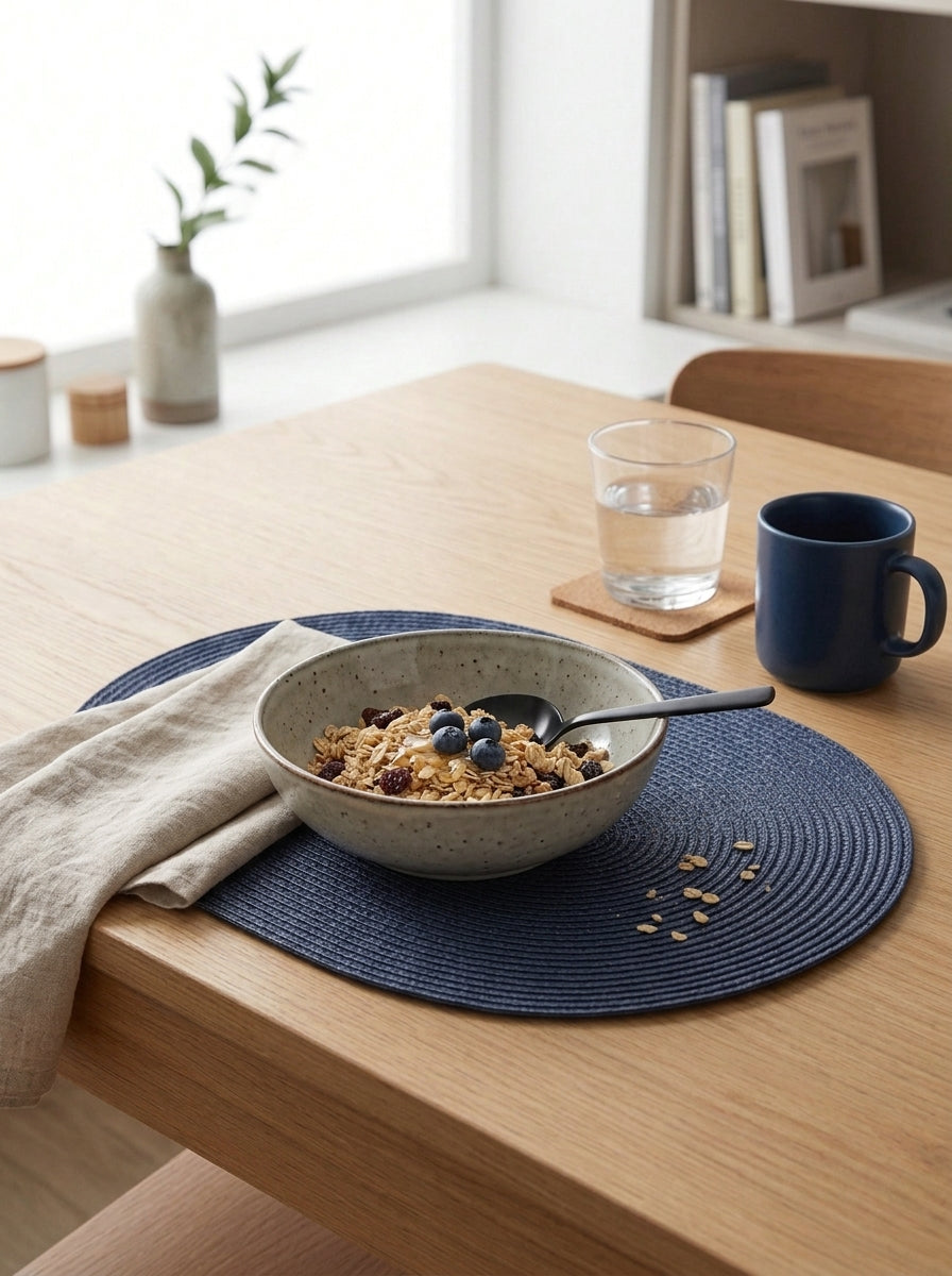 4pk Oval Weave Blue Placemat