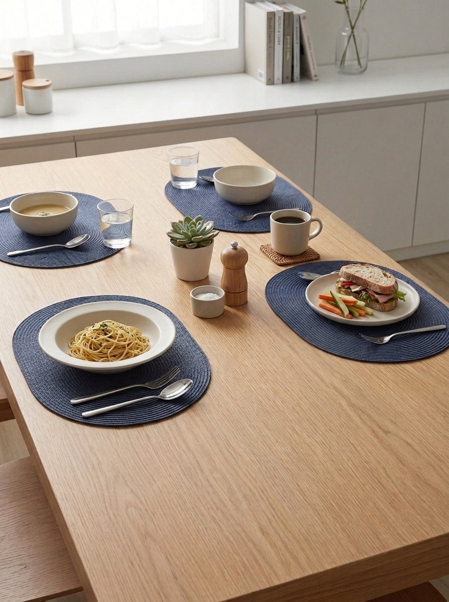4pk Oval Weave Blue Placemat