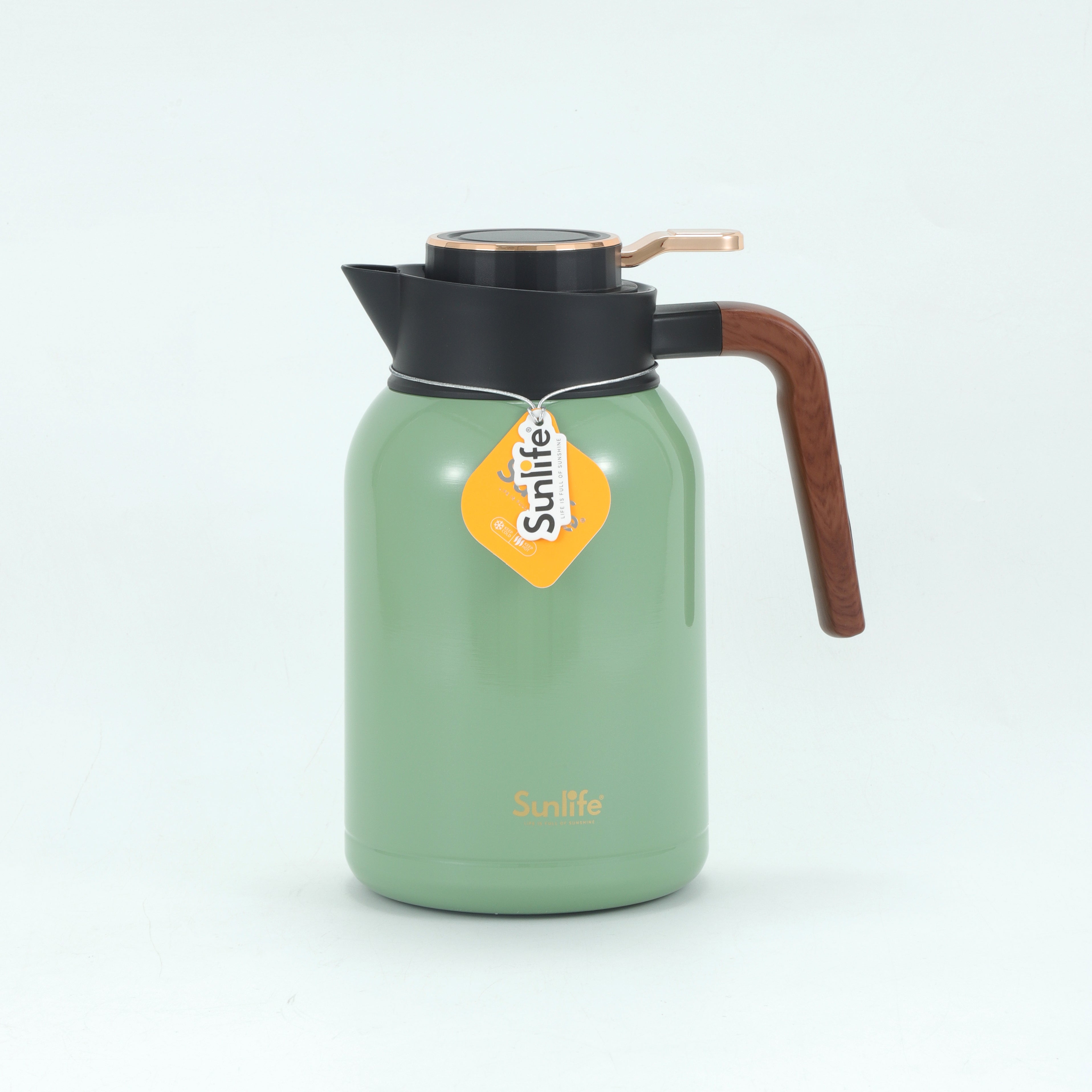 Flasks Modern stainless steel with wood look rose gold trigger lids 2litre