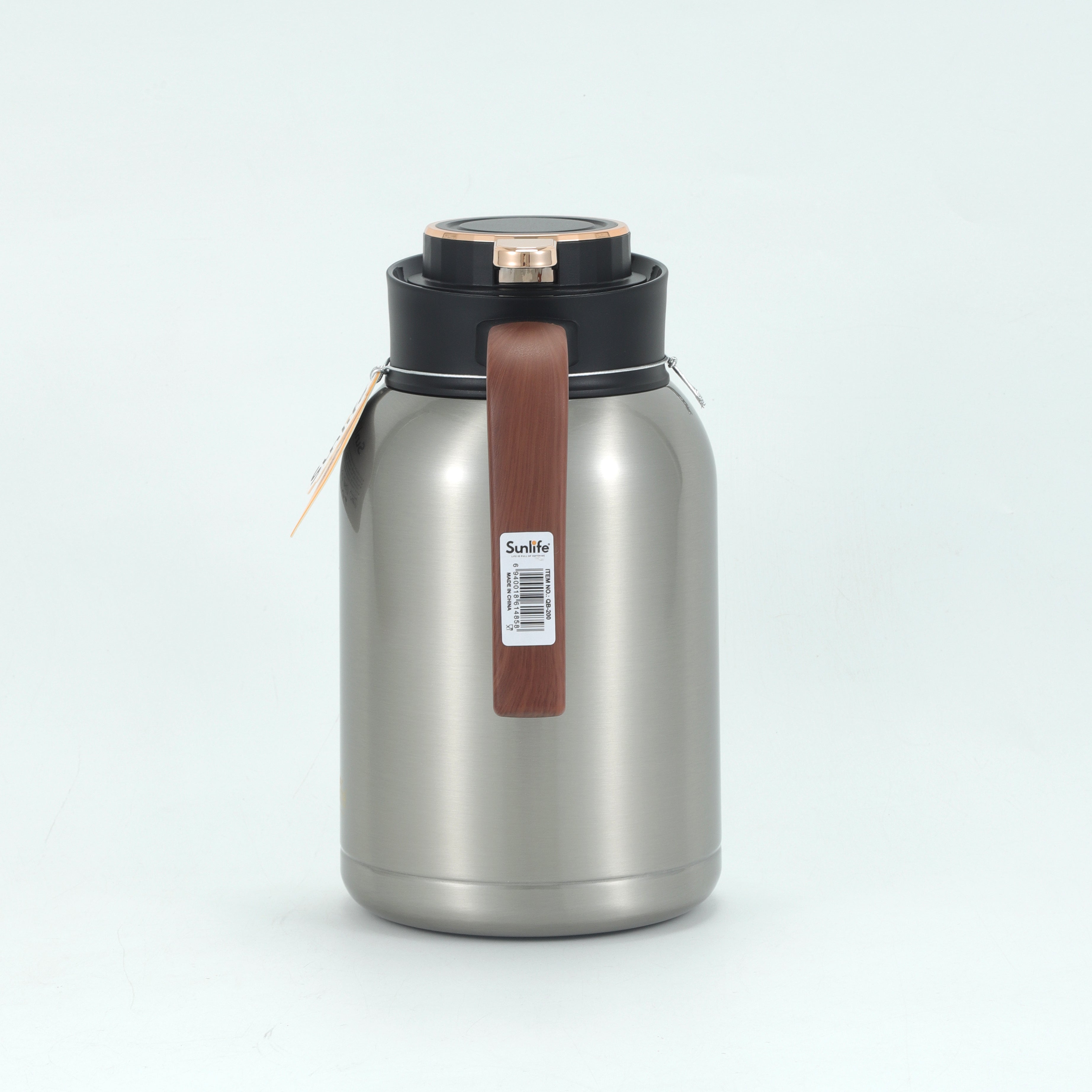 Flasks Modern stainless steel with wood look rose gold trigger lids 2litre