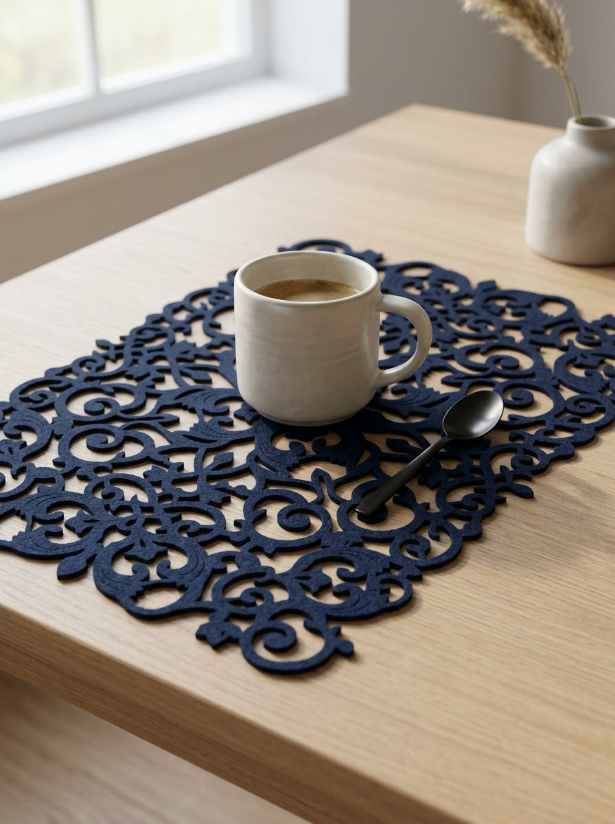 6pk Felt Navy Arabelle Placemats