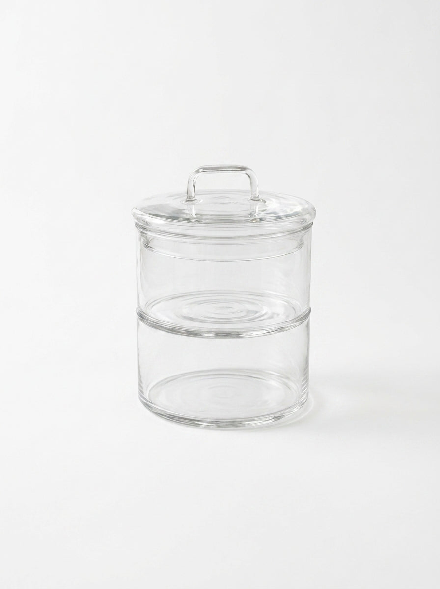 2 Tier - 6cm Stackable Glass Container with Glass Lid