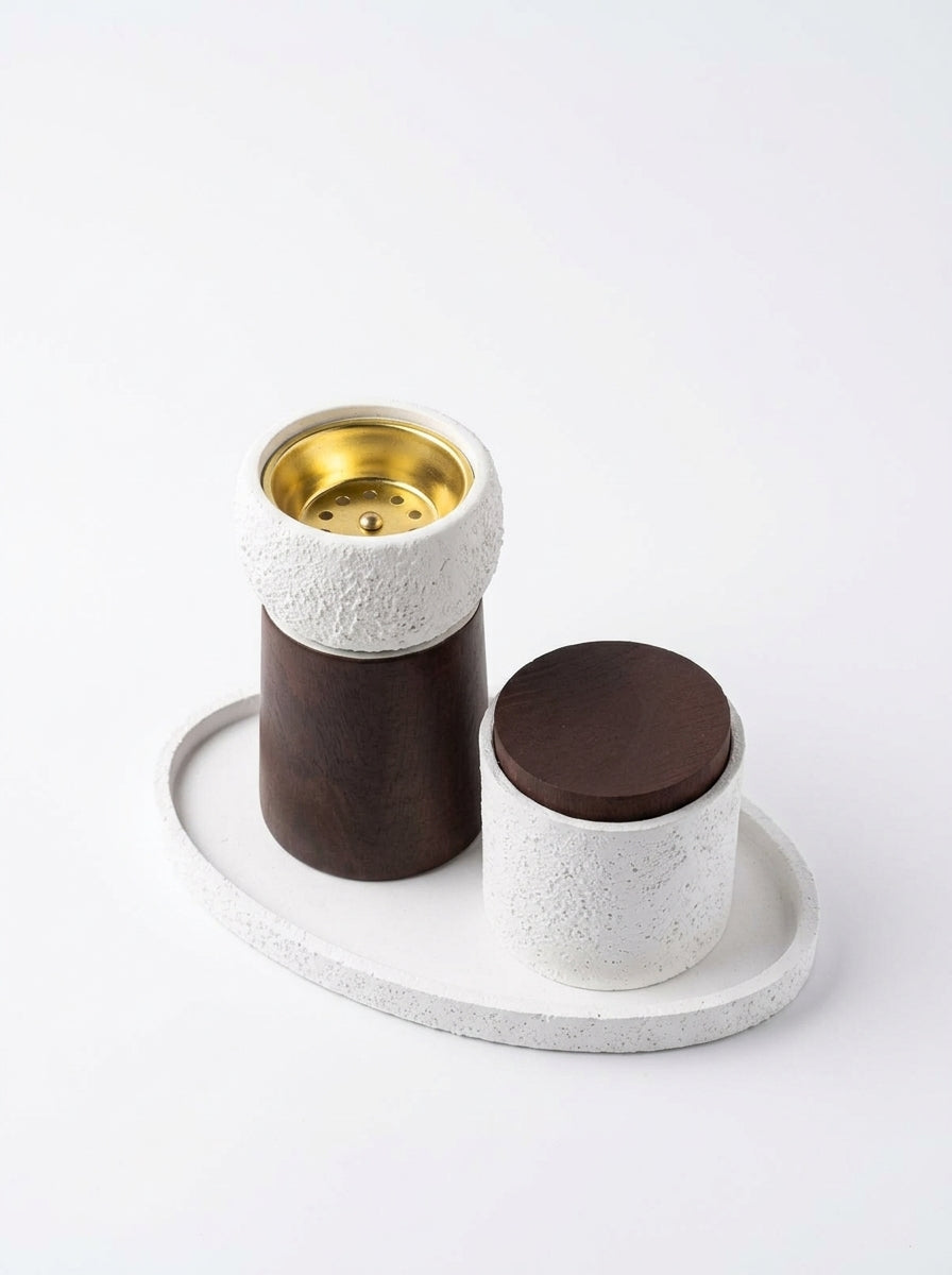 Burner Rounded with oval tray Darkwood