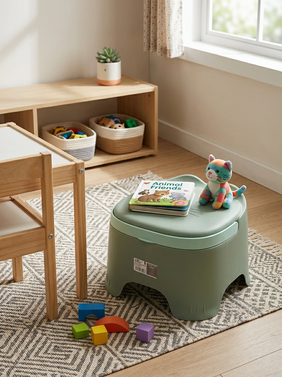 Toddler stool with cat design