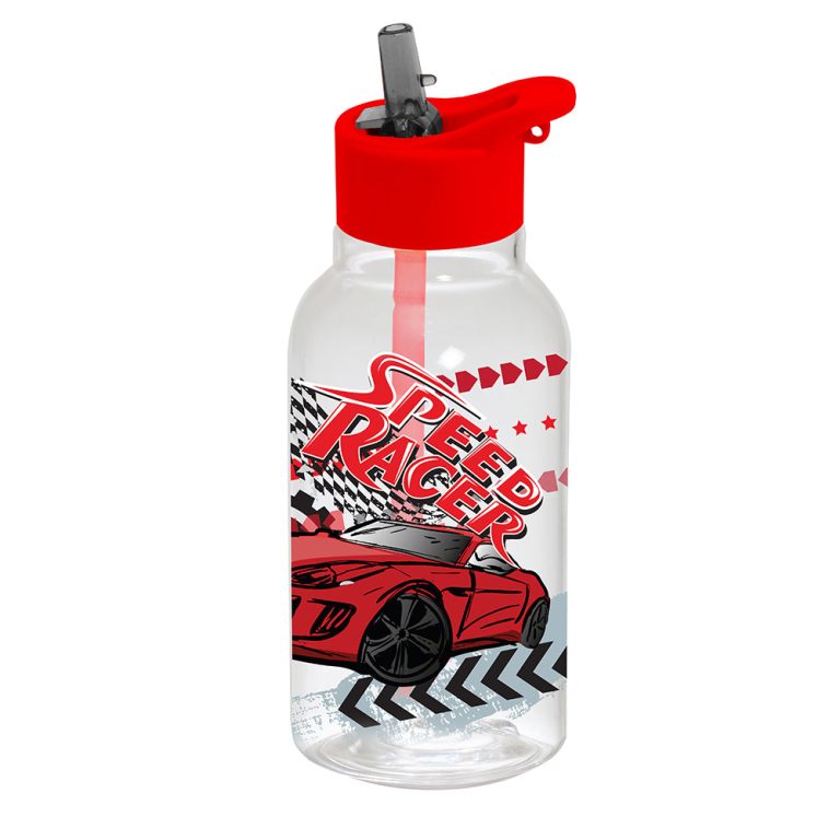 Kids Bottle with Straw - Car - Red