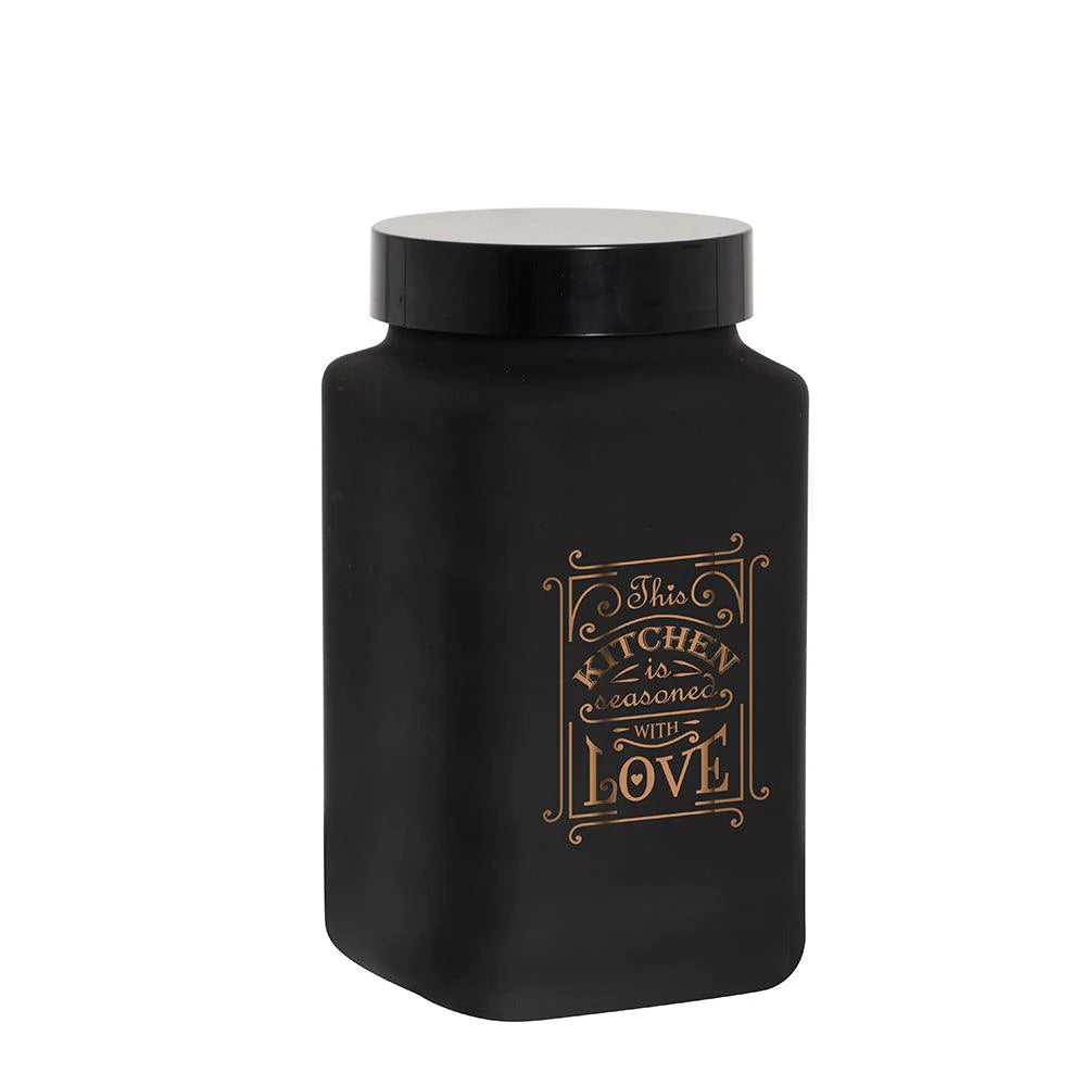 Medium Square Canister - Kitchen Love - Black