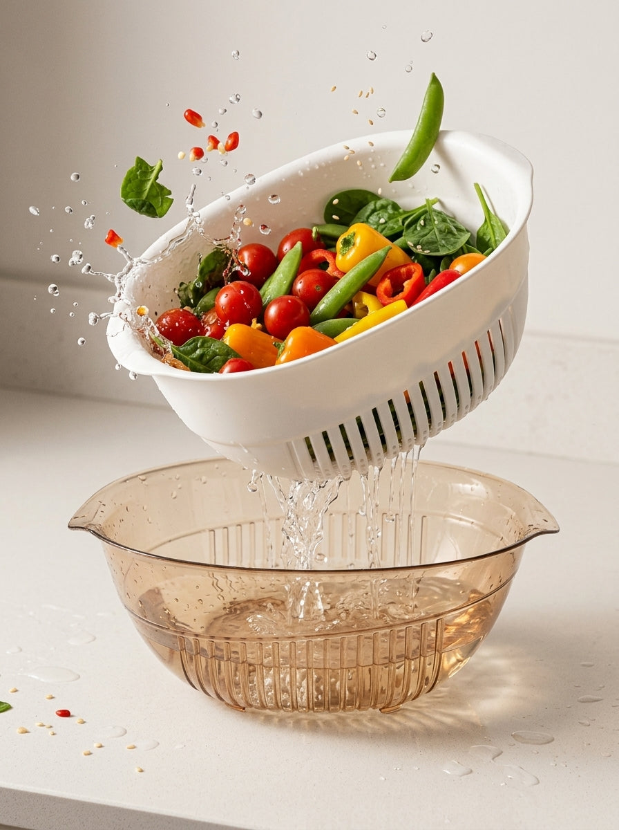 Acrylic basin & removable colander set