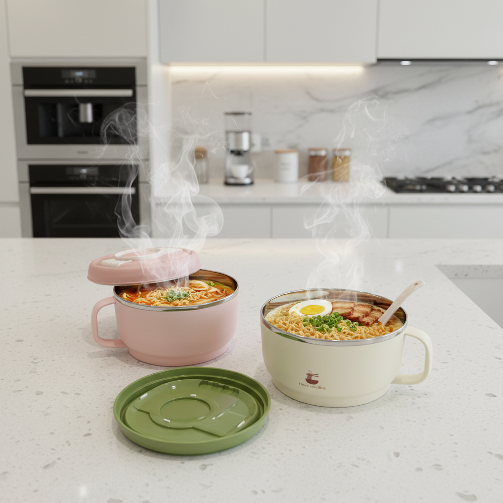 Insulated bowl s/steel inner w/lid and spoon