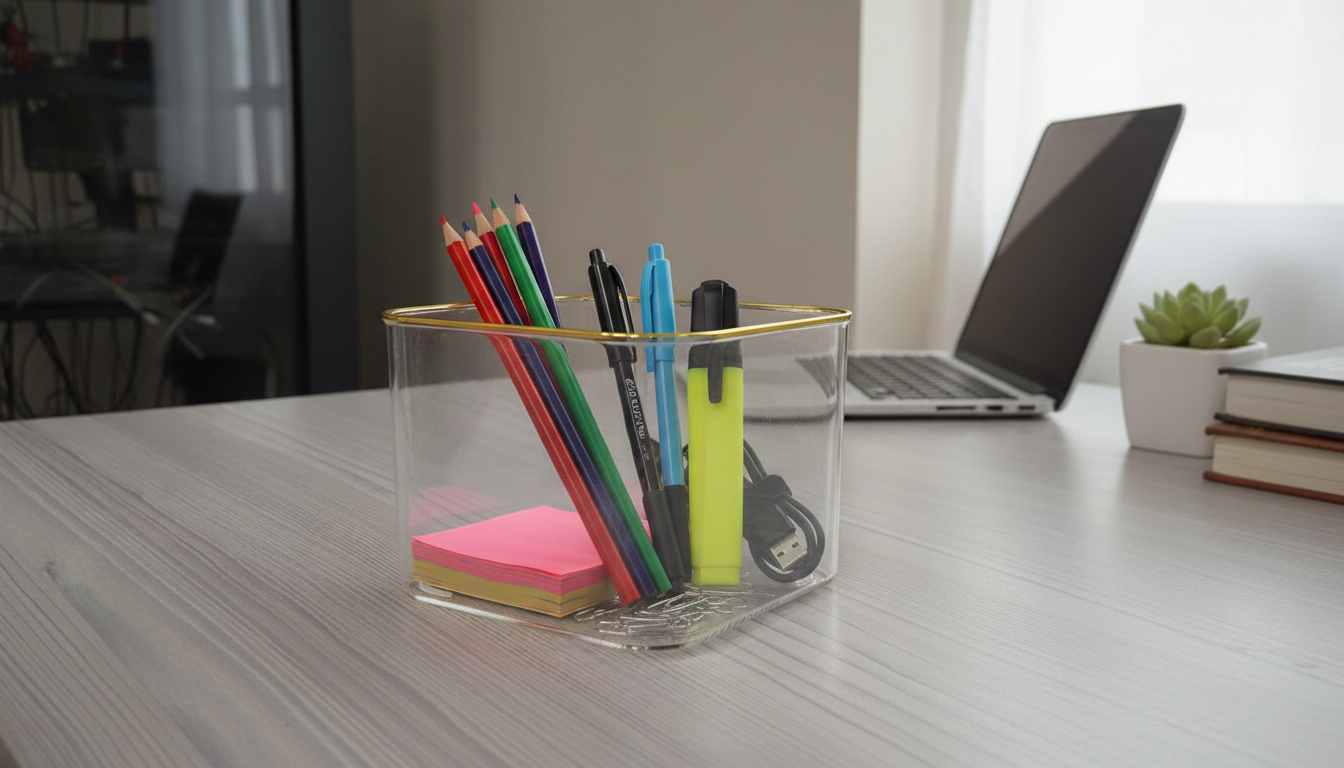 Square multi-purpose organiser Clear perspex