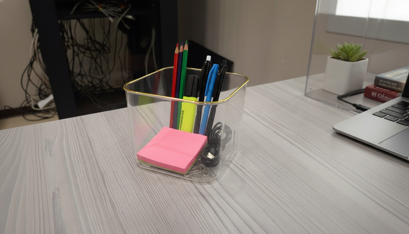 Square multi-purpose organiser Clear perspex