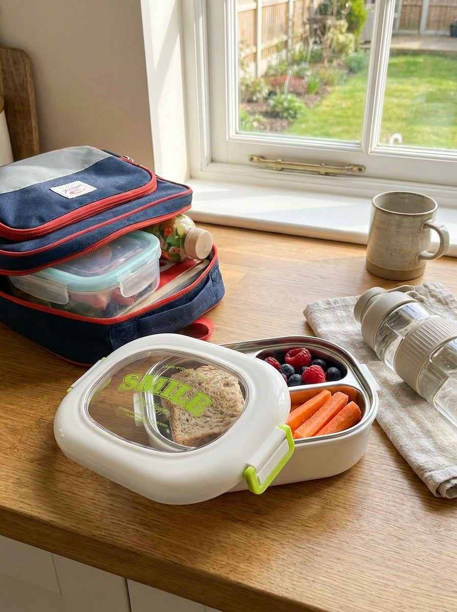 Lunch container 2comp stainless steel inner 22.5x14.5x8cm