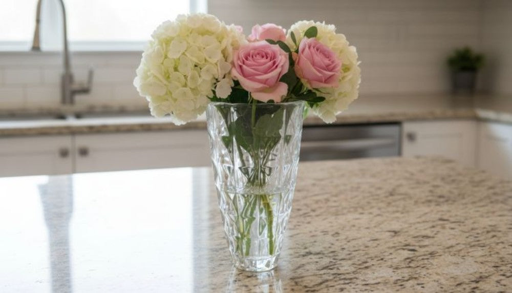 Vase Glass abstract square crystal cut design 25x12cm