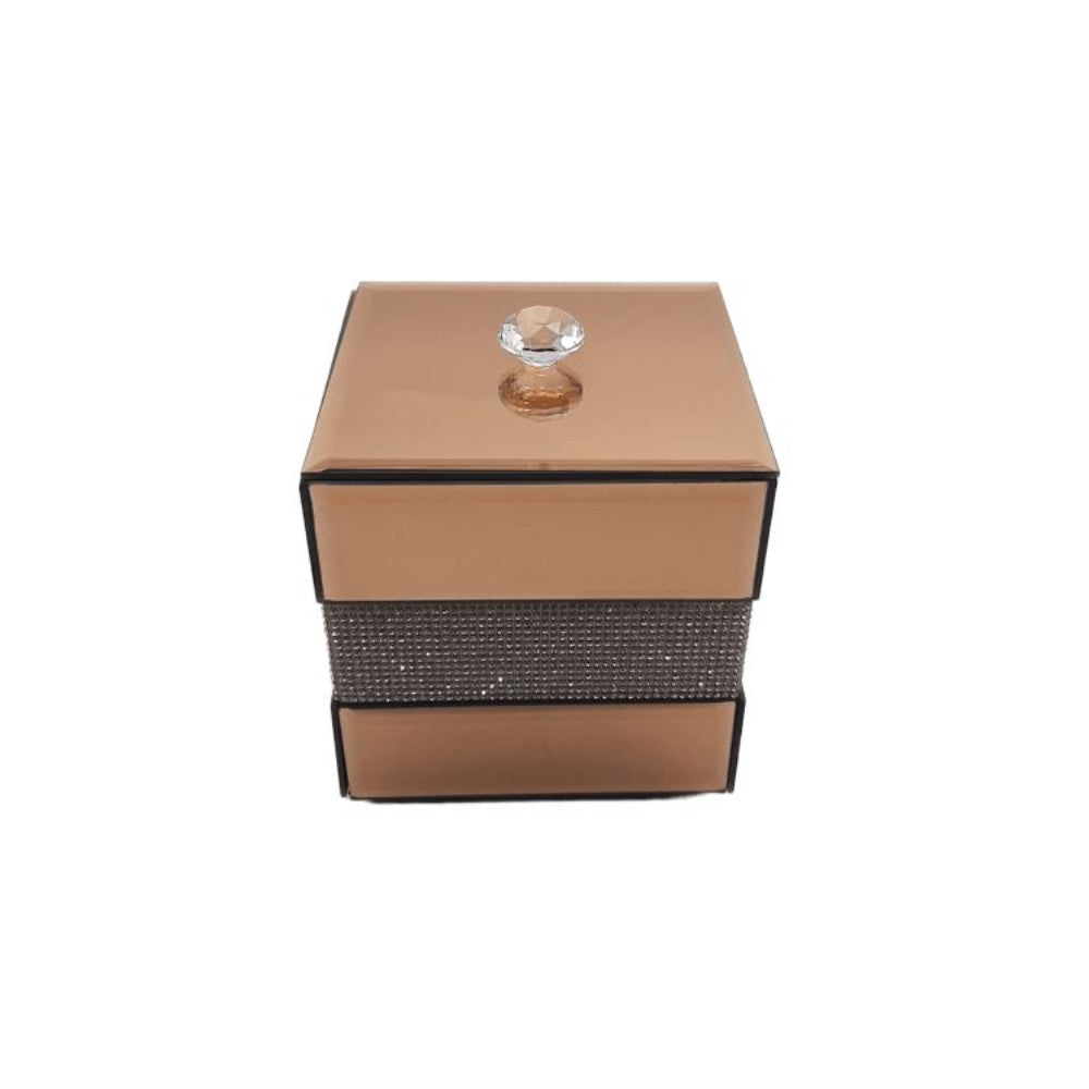 Gold Mirror Design Decorative Storage Box with Crystal Detailing